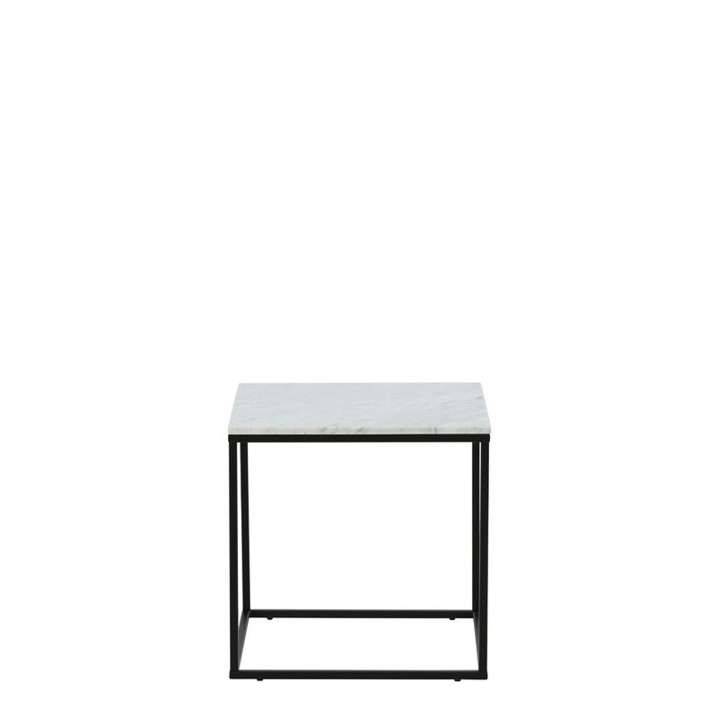 Estelle stół narożny 50x50 cm marmur dekor biały.