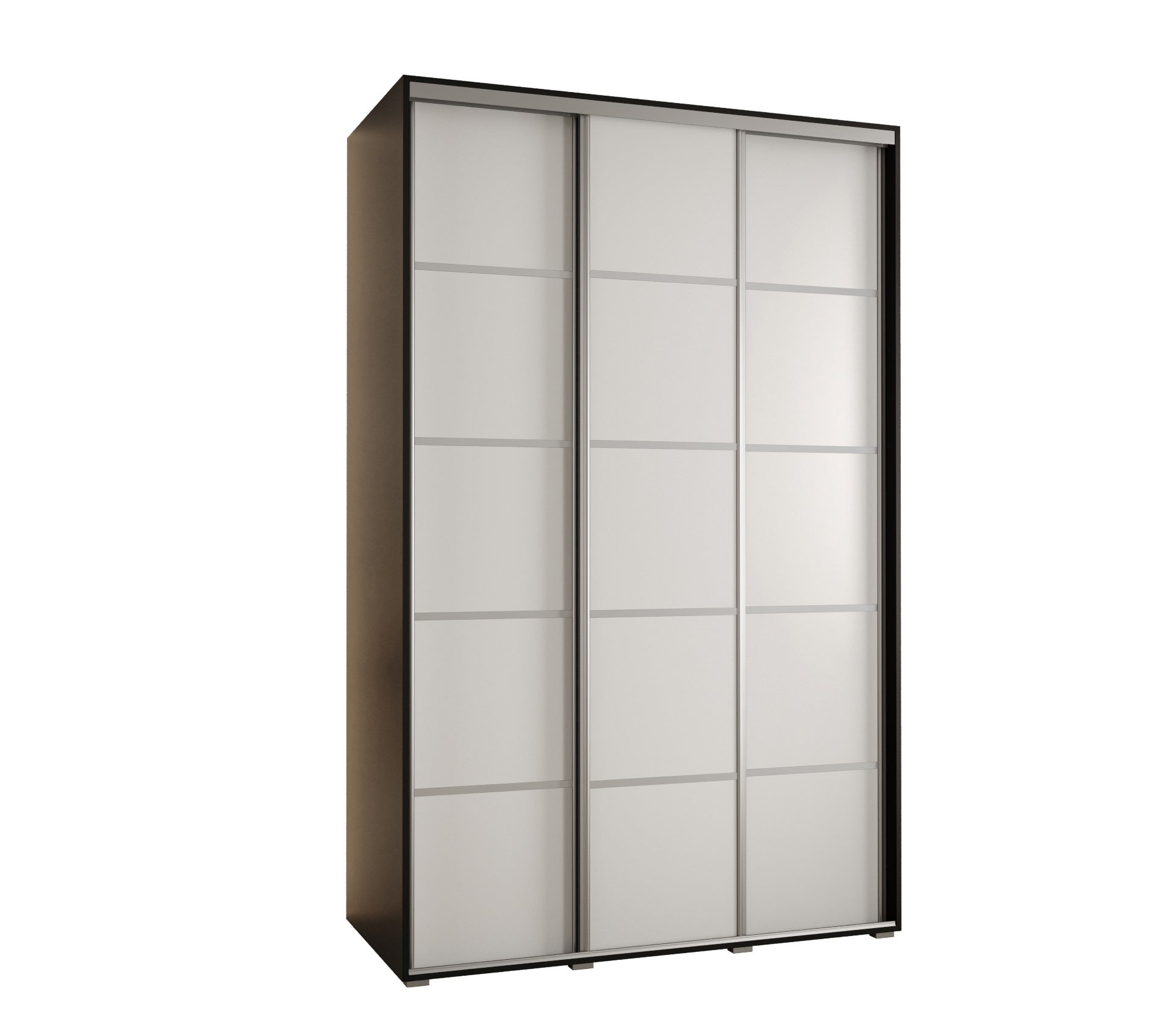 Szafa przesuwna wysoka Davos 4 150 x 60 x 235,2 cm czarny + biały + u. srebrny - Abiks Meble