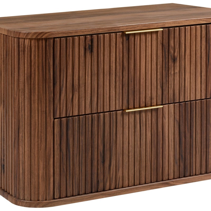 Szafka łazienkowa GLAMOUR 80 cm ORZECH wisząca ryflowana 2 szuflady SOFT CLOSE + 2 kolory uchwytów