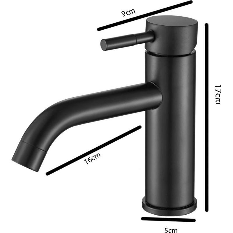 Valaz Robinet de lavabo monocommande rond noir mat - Série Jabalón - 5