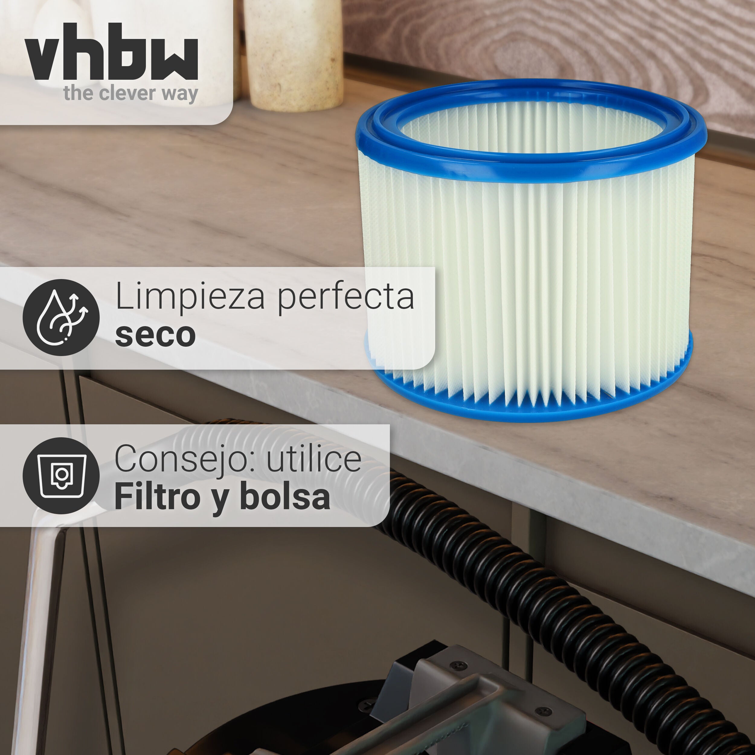 vhbw Set de filtres 5x Filtre plissé compatible avec Masko 1800W 30L, K 606 DW aspirateur à sec ou humide - Filtre à cartouche - 5