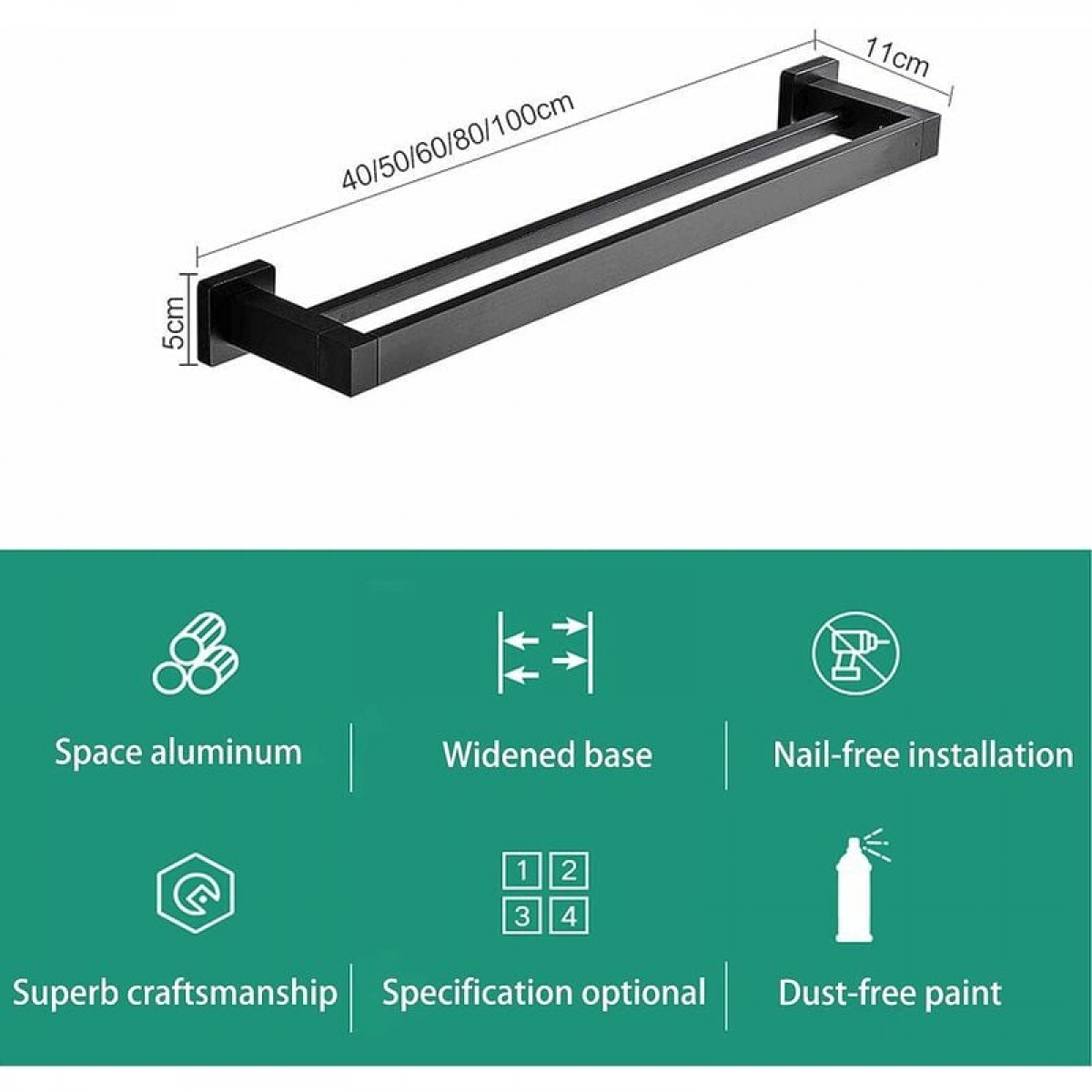 Porta asciugamani da bagno Porta asciugamani doppio da parete in acciaio inox spazzolato argento per bagno, cucina | Leroy Merlin