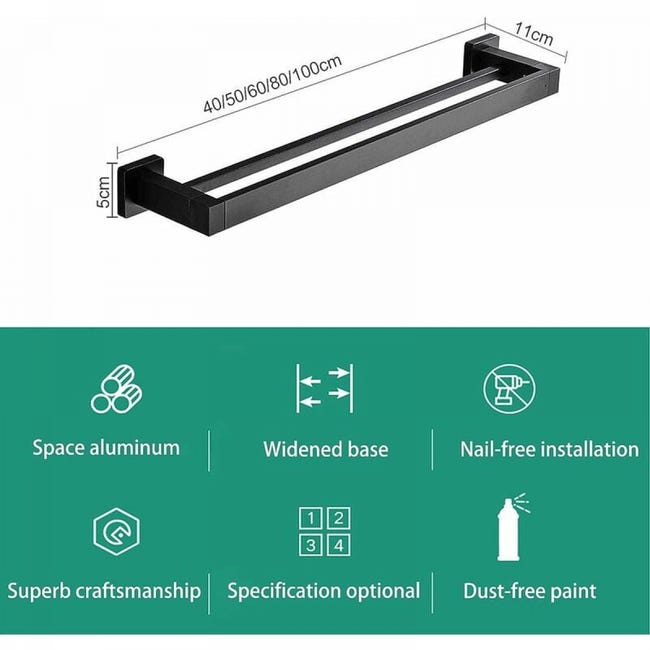 Porta asciugamani da bagno Porta asciugamani doppio da parete in acciaio inox spazzolato argento per bagno, cucina | Leroy Merlin Porta asciugamani da bagno Porta asciugamani doppio da parete in acciaio inox spazzolato argento per bagno, cucina | Leroy Merlin