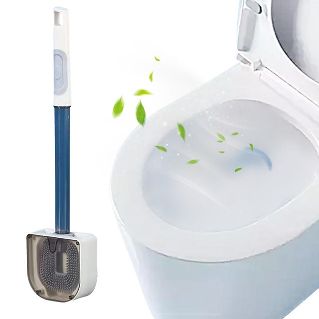 Abrush Scopino WC Classico In Silicio: Set Con Porta Spazzola Chiuso (Nero, Bianco O Argento)