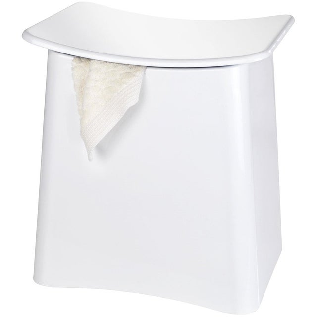 Panier à linge avec siège, blanc, 2en1, WENKO, WENKO
