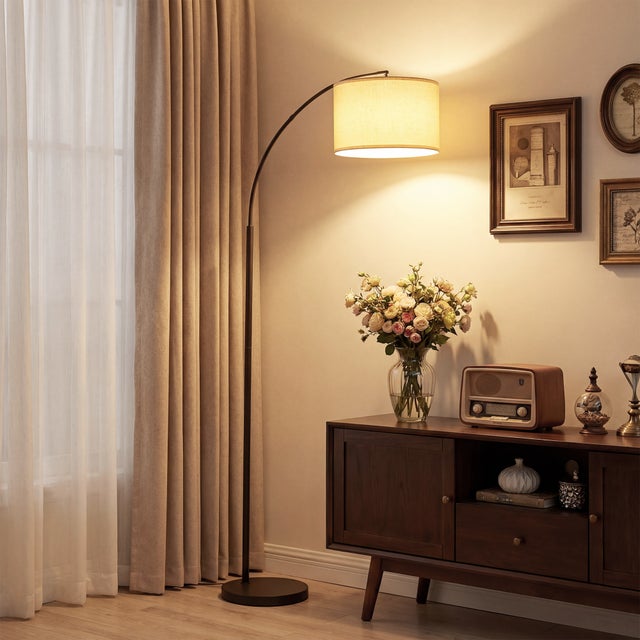 Lampe sur pied LED dimmable télécommande 11 réglages lumière abat-jour pivotant minuterie 60min décoration intérieure, noire