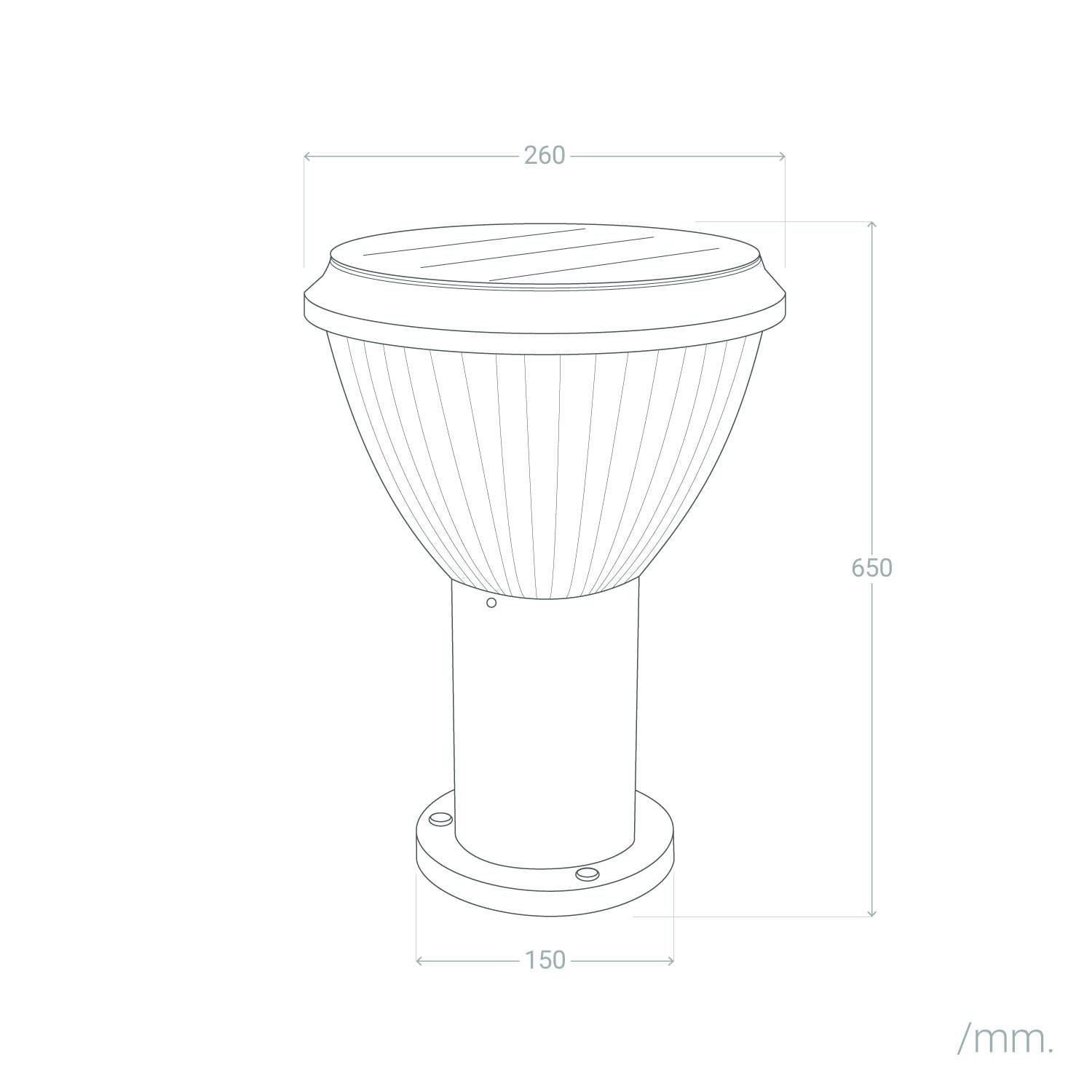 Balise Extérieure en Saillie sur Pied 65cm Polaris, Blanc chaud, Aluminium, E27, IP65, 650 mm x Ø260 mm - 5