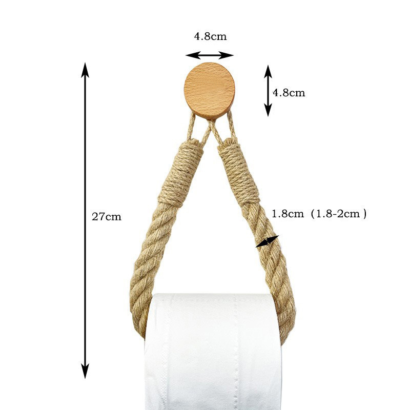 Suporte de papel higiénico de parede, suporte de papel de rolo de casa de banho tecido com corda, poupança de espaço, fácil instalação - 2