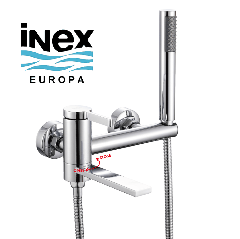 Grifo De Bañera Y Ducha INEX Europa - Acero Inoxidable Cromado, Con Teléfono De Mano Y Flexo De 175 Cm, 5 Años De Garantía