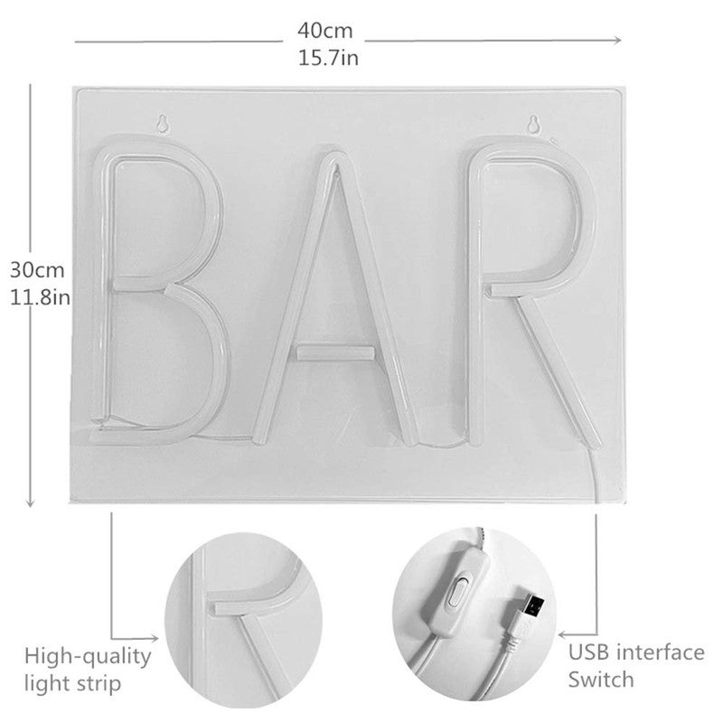 BAR Enseigne Lumineuse, Neon LED de Bar USB Plug-and-Play, Lampe Néon de Bar pour Bars, Enseigne Lumineuse de Décoration de Bar, Décoration murale - 5