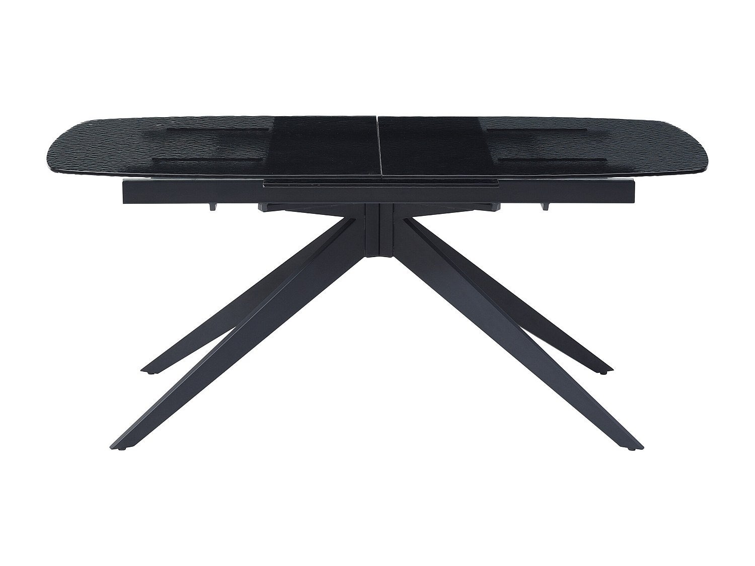 Stół do jadalni rozkładany dla 6 do 10 osób z falistego szkła hartowanego i metalu - Czarny - LEGRIO marki Maison Céphy