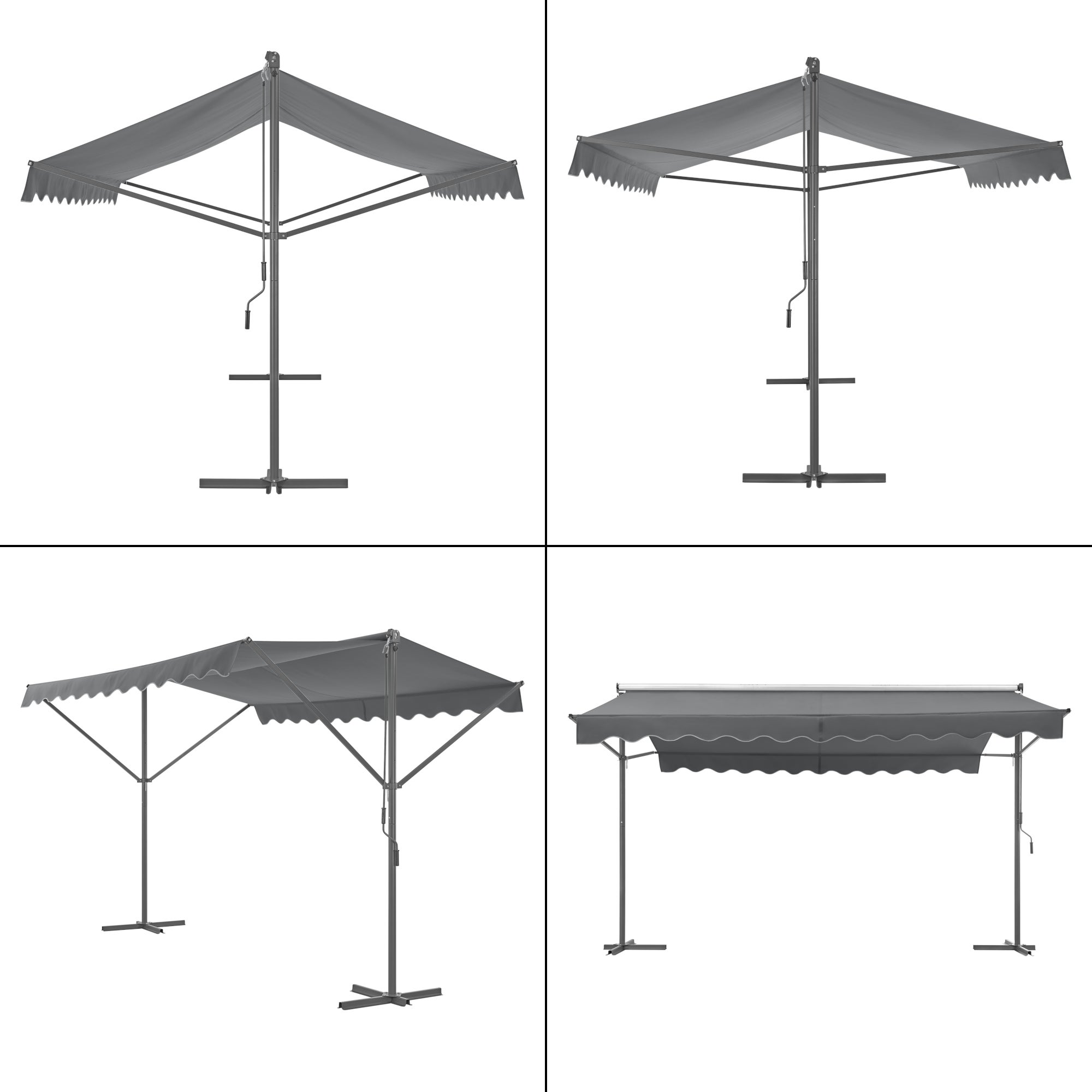 Store banne autoportant Selenizza à double pente 400 x 300 x 260 cm gris foncé [pro.tec] - 5