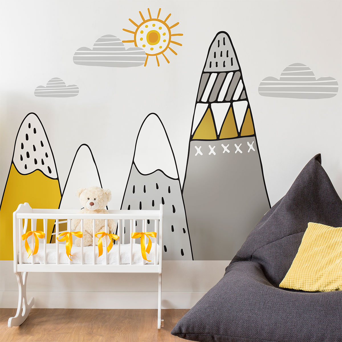 Vinilo niño escandinavo de montaña atika - adhesivo de pared - revestimiento sticker mural decorativo - 40x60cm