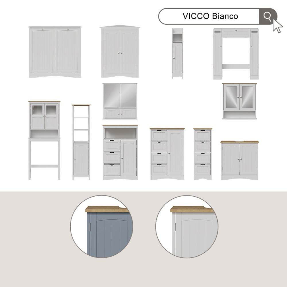 Vicco Szafka z lustrem w łazience Bianco, Szary, 56 x 58 cm - 7