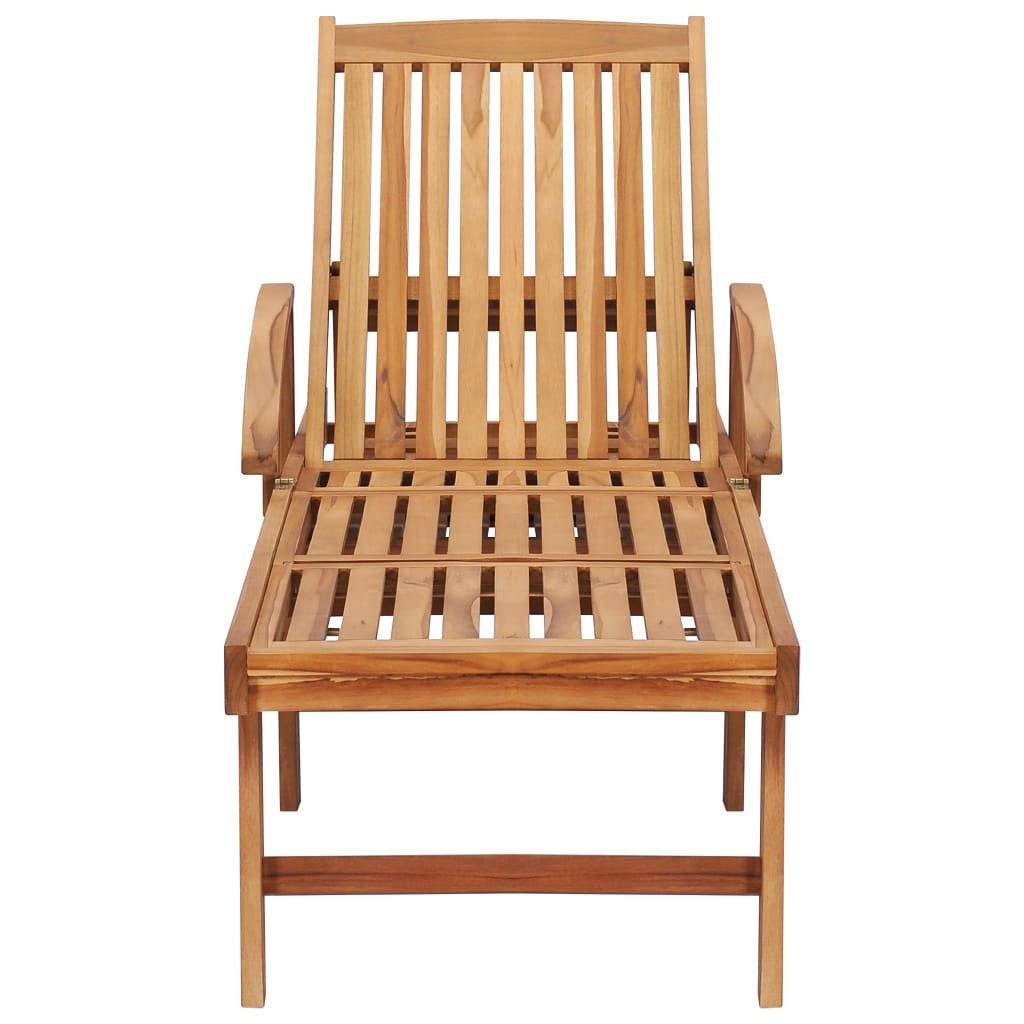 Chaises longues 2 pcs avec table Bois de teck solide - 6