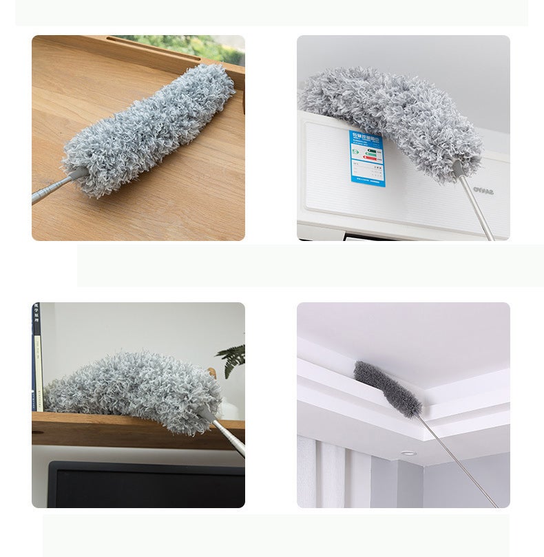 Plumeau télescopique, gris et blanc, brosse de gouttière extensible de 83 à 250 cm pour la poussière et les poils d'animaux - 8