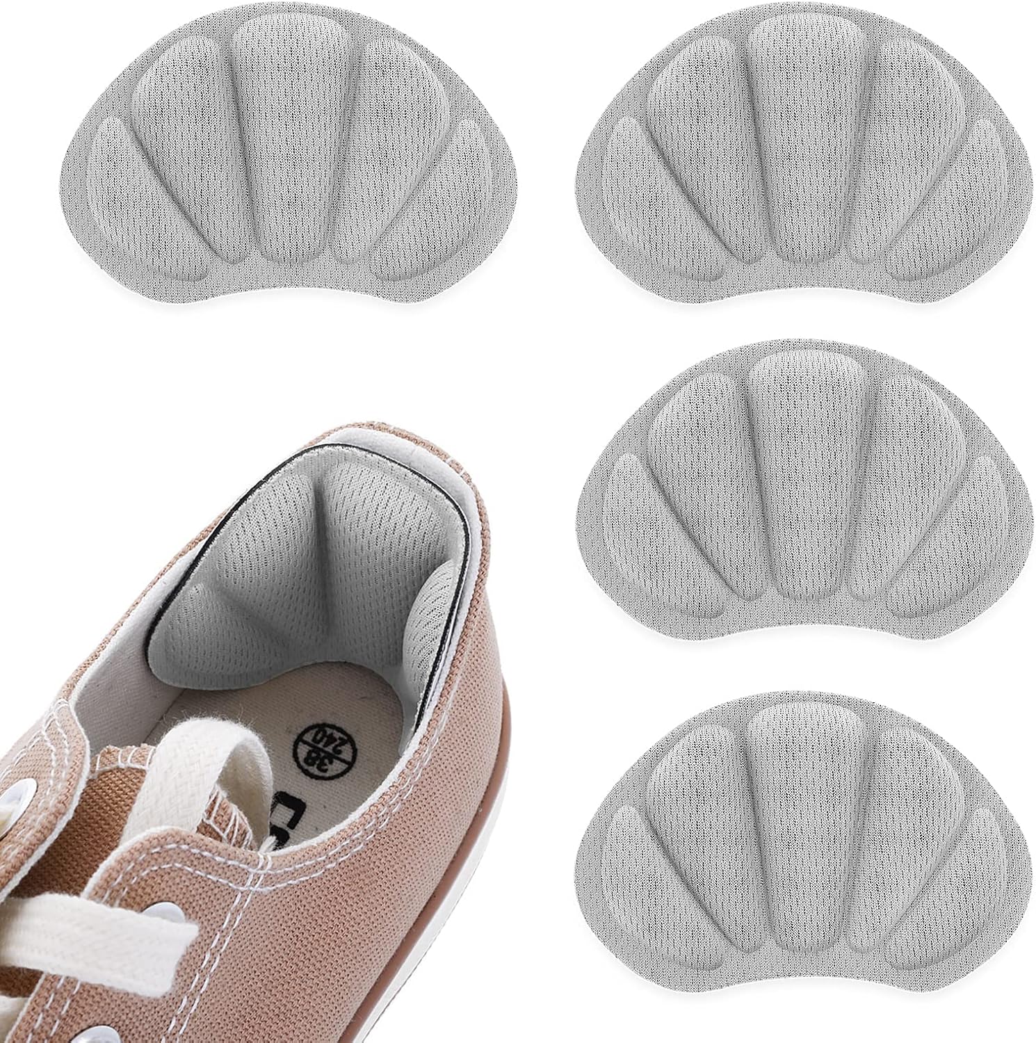 Molain - Lot De 4 Paires De Coussinets De Talon Auto-adhésifs Pour Chaussures Trop Grandes - Antidérapants - Anti-ampoules - Soins Des Pieds - Pour Homme Et Femme - Noir, Beige, Gris