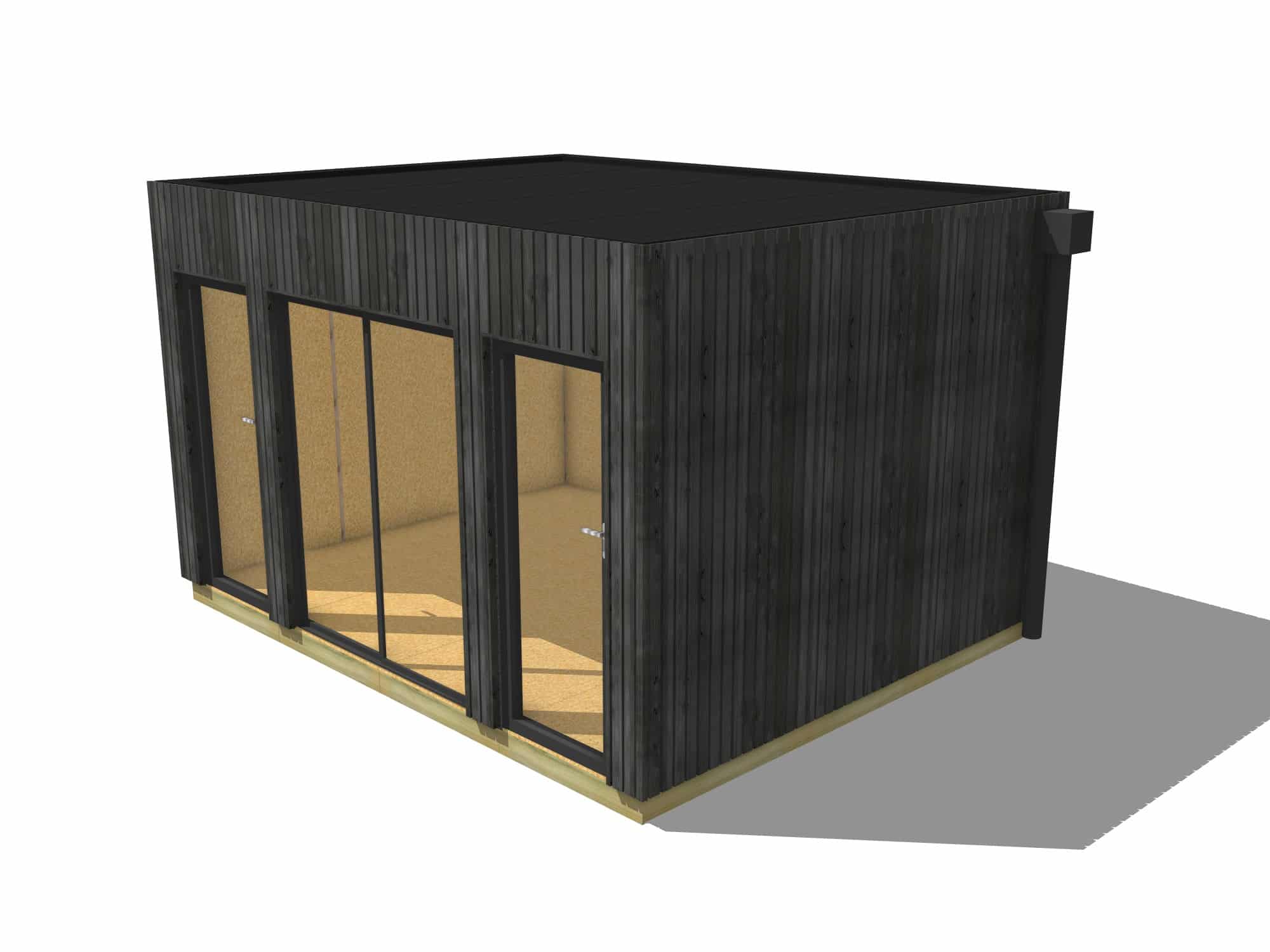 Studio de jardin sans permis en bois 4,4 x 3,5 x 2,7 m avec plancher isolé / menuiseries alu k-line - 2