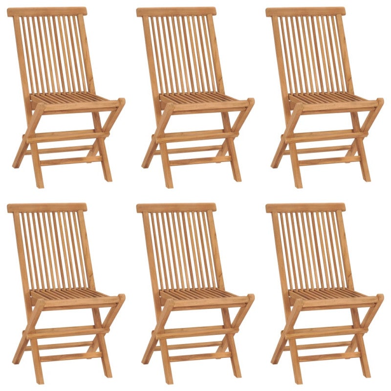 Składane krzesła ogrodowe vidaXL Wytrzymałe drewno tekowe i elegancki design zestaw 6 sztuk