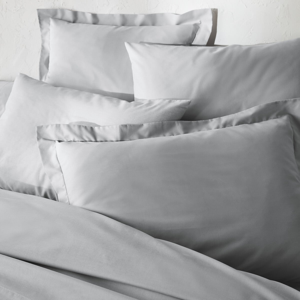 Drap housse uni polycoton, bonnet 32 cm, Scenario - Gris perle - 90 x 200 cm - 4