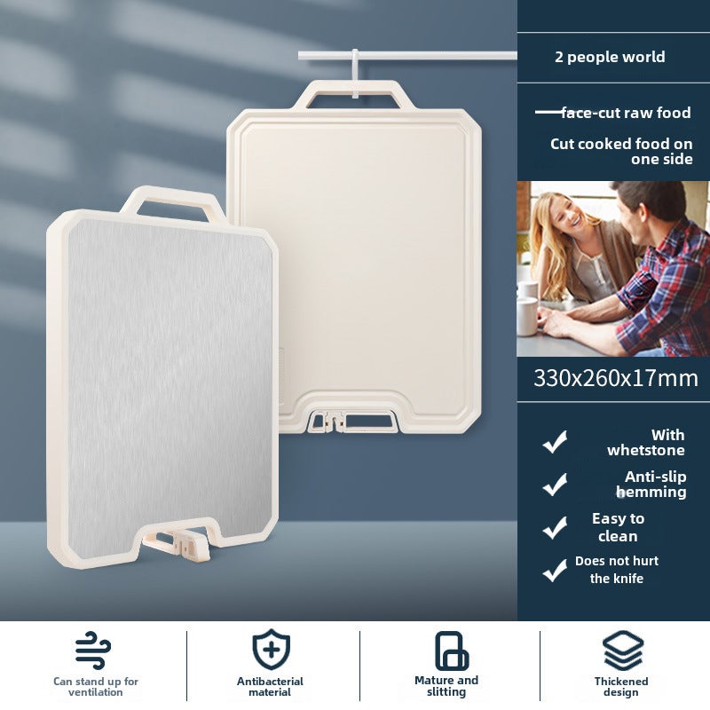 Leroy Merlin Tabla de cortar cocina ,tabla de cortar de acero inoxidable compuesto, de doble cara, cuadrada pequeña. Acero Inoxidable