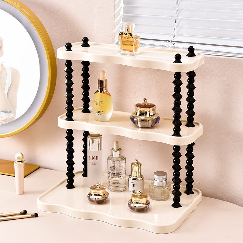 Étagère de bureau 3 niveaux blanc et noir pour mugs et cosmétiques - 3