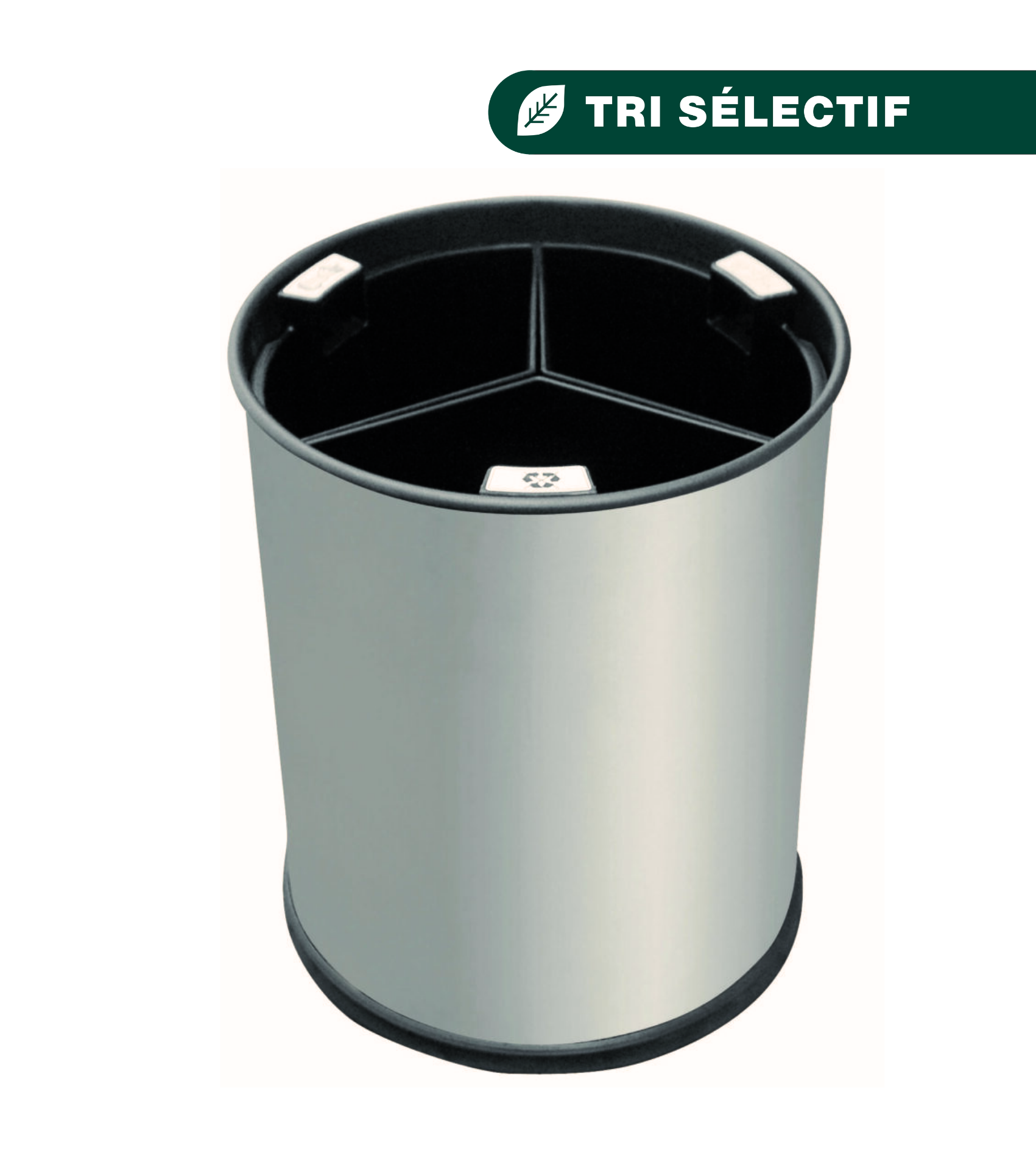 JVD - Corbeille Inox brossé 13L 3 bacs noirs - Matériel professionnel ...