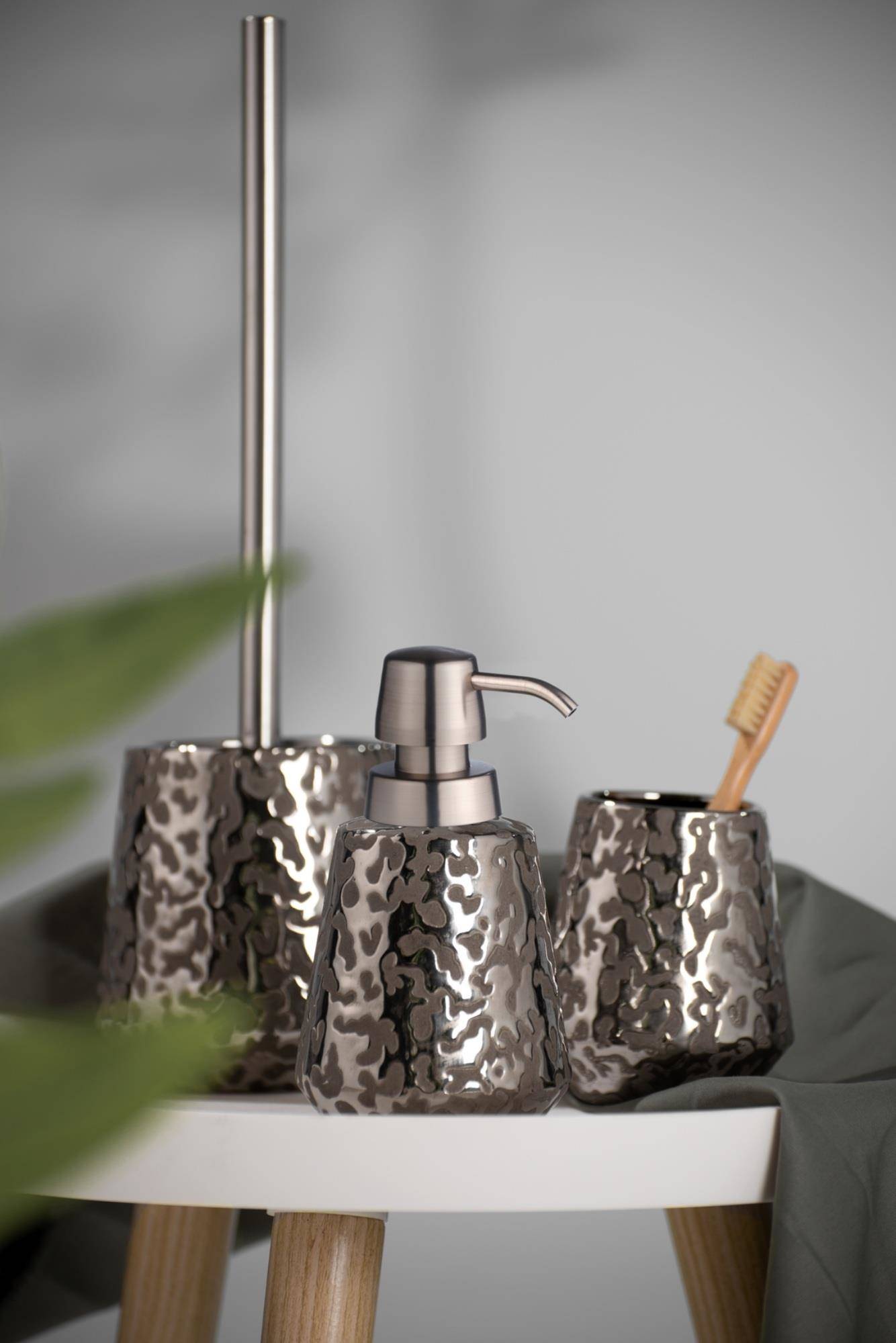 Brosse WC BURGOS, finition platine, céramique, Wenko, WENKO - 3