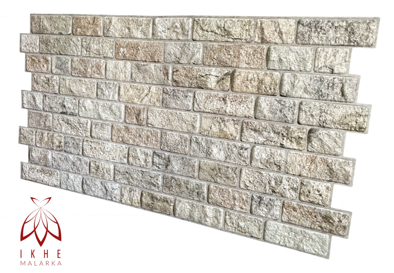 10 pièces / 4m² 3D PVC pierre aspect panneaux muraux revêtement mural panneaux de plafond PVC revêtement carreaux imitation Brick Stone Beige - 4