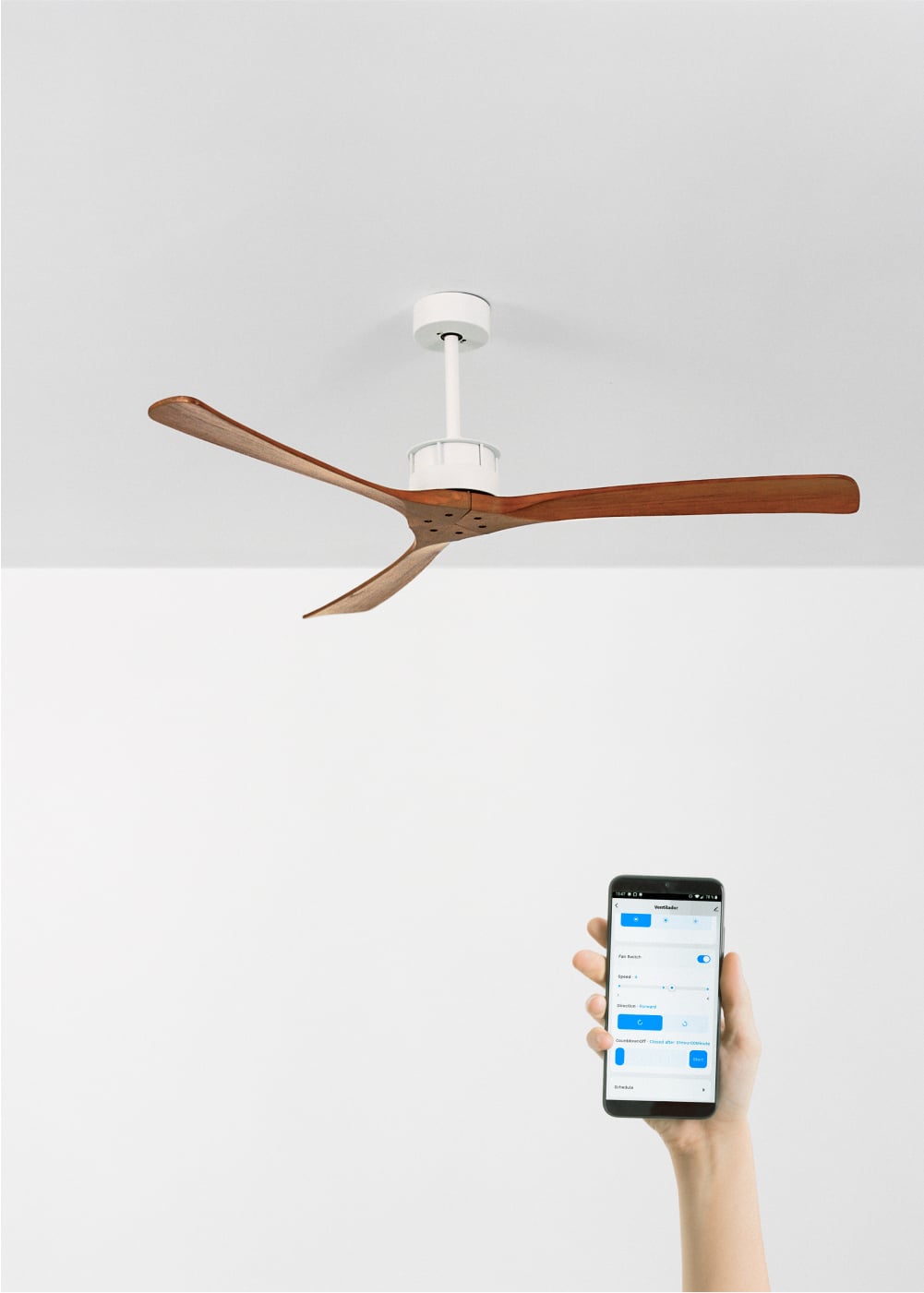 WIND LARGE DC - Ventilateur de Plafond 40W Silencieux XL Ø152 cm - Sans Lumière et avec WIFI - 2