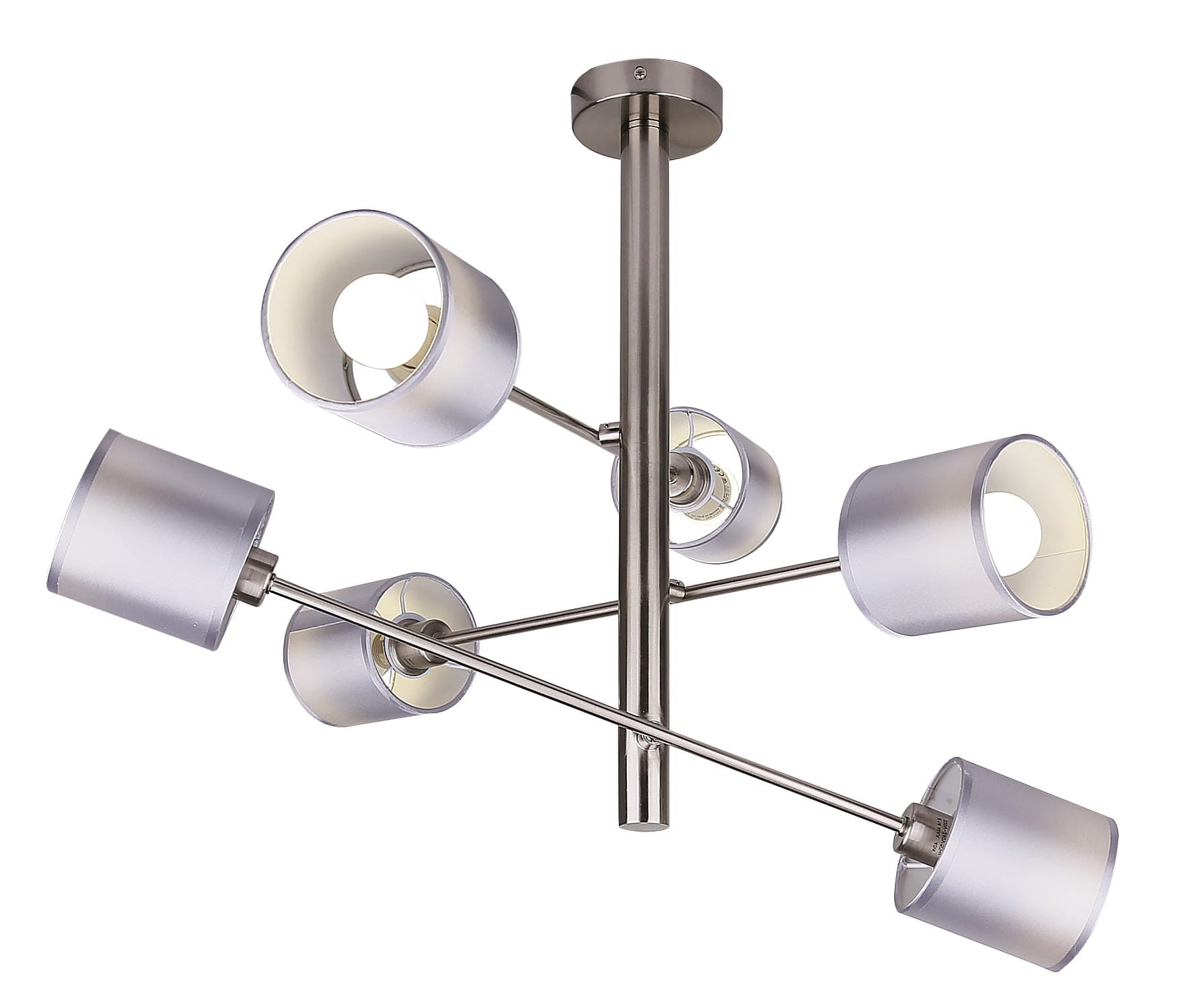 Lampa wisząca Sax srebrna 6xE14x40W wym: 66 x 66 x 66 cm tkanina Candellux