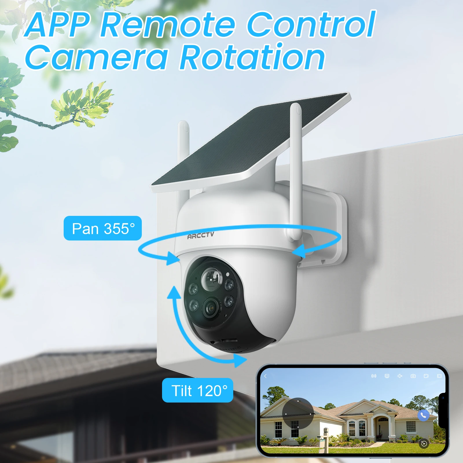 Kit de Caméras de Surveillance Extérieures, Caméra Solaire WiFi Extérieure, sans Abonnement, Surveillance Humaine, 360° PTZ,4 Caméras +Station de Base - 7