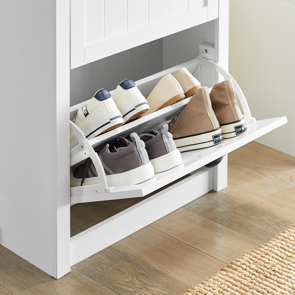 Sapateira com 2 portas basculantes Sapateira estreita Organizador de sapatos Branco 60 x 24 x 110 cm FSR87-K-W SoBuy PT - 4