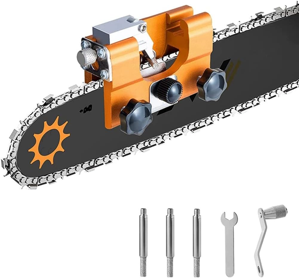 Zestaw do ostrzenia łańcucha - Ostrzałka do łańcucha - Żółty - 98,09 mm x 75,06 mm x 65,32 mm - do pił elektrycznych - Ostrzałka do łańcucha