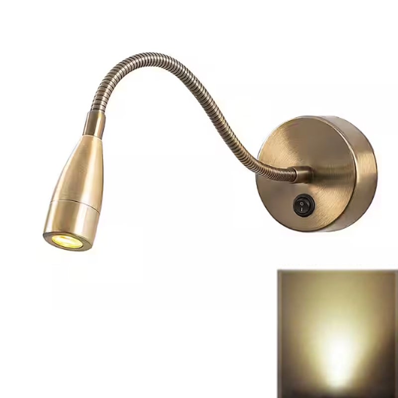 Moderna lámpara de pared led, lámpara de cuello de cisne, 3 w, 4000 k, giratoria 360° - iluminación suave, ángulo de iluminación ajustable