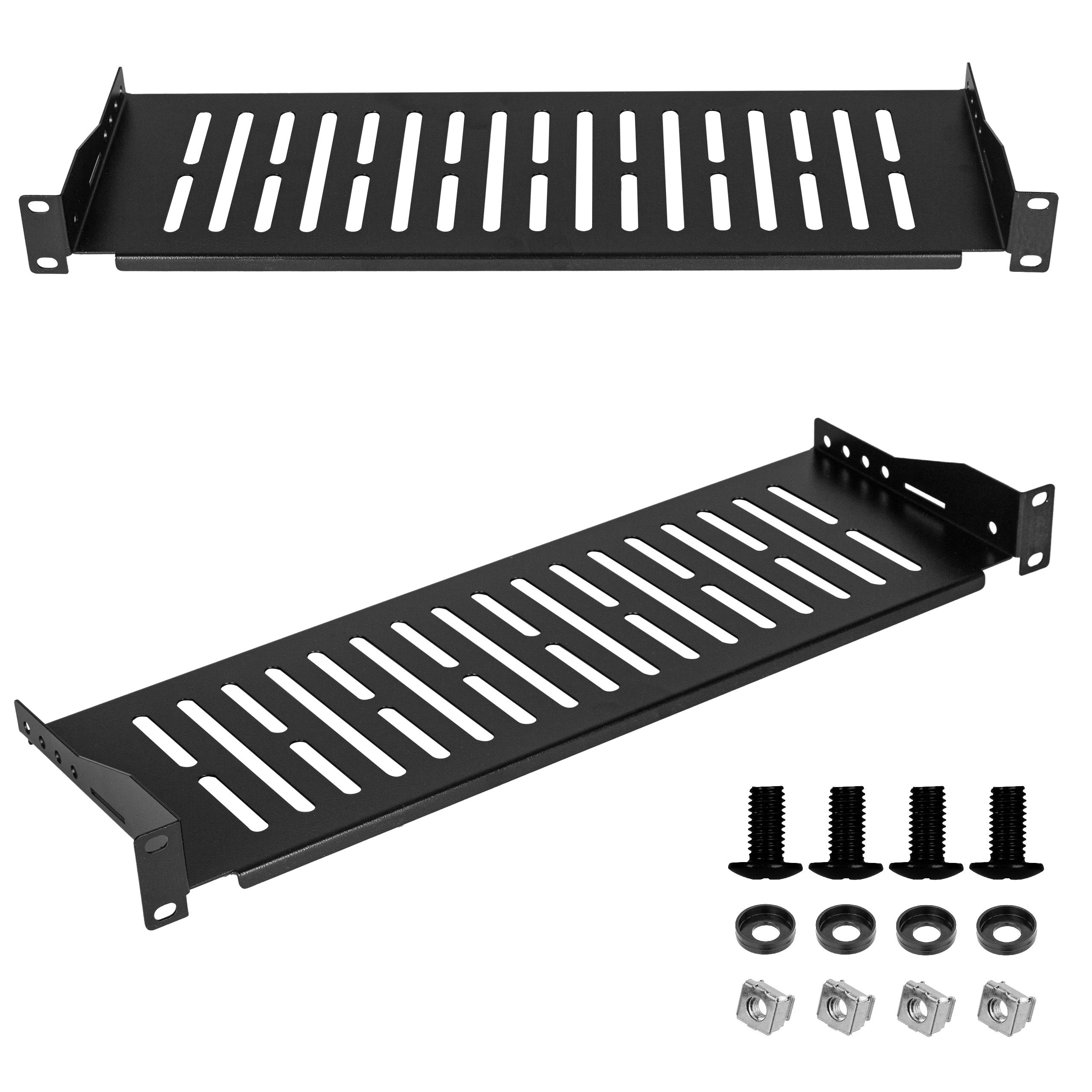 Półka Stała RACK 19" 1U 150mm CZARNA do Szafy Serwerowa Perforowana NEKU
