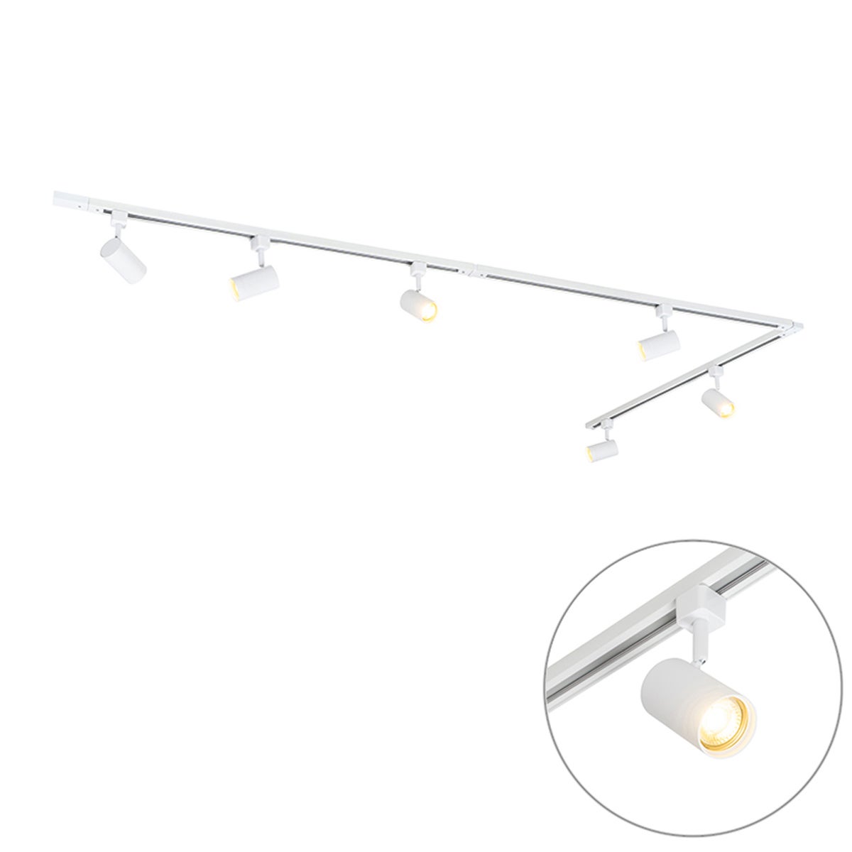 Nowoczesny system oświetlenia szynowego z 6 białymi reflektorami jednofazowymi 300 cm - Iconic Jeana
