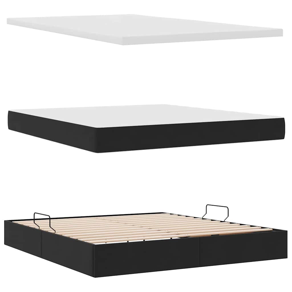 Lit de rangement avec tête de lit noir 180 x 200 cm en velours - 8
