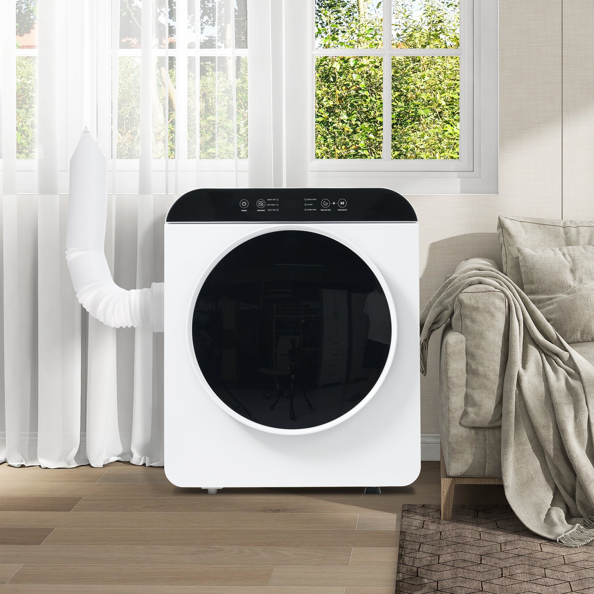 Suszarka bębnowa ścienna z wywiewem, 3 kg / 830 W, z 6 programami - Klasa energetyczna G - 49 x 43,5 x 59 cm - Kolor biały - 4