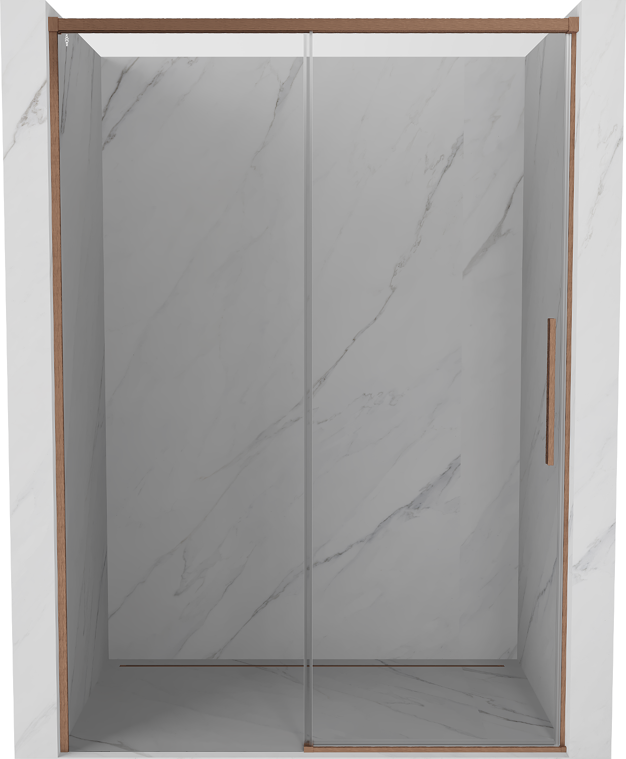 Mexen Rox drzwi prysznicowe rozsuwane 150 cm, transparent, miedź szczotkowana - 8C2-150-000-65-00