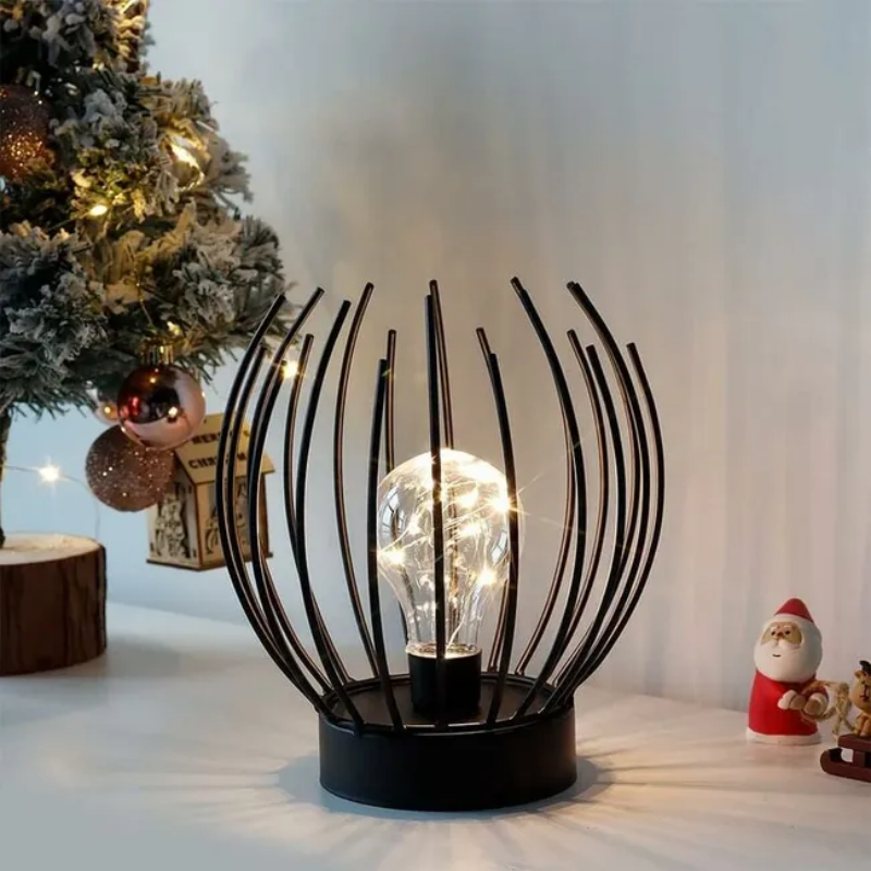 Lampa stołowa z metalową klatką, bezprzewodowa lampa na baterie z żarówką LED w stylu Edisona, idealna na wesela, przyjęcia, imprezy na patio