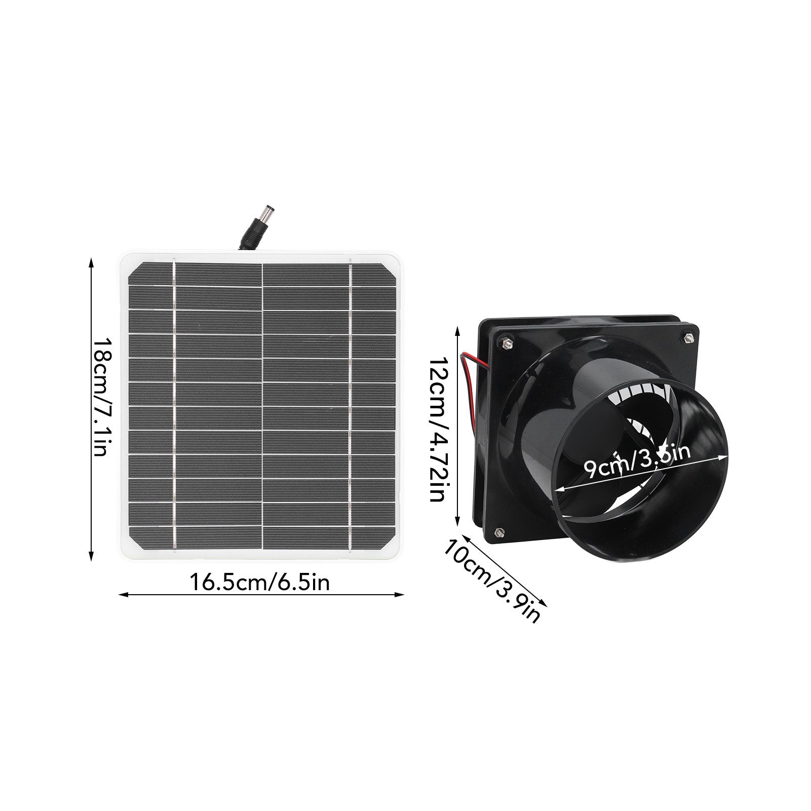 Ventilateur d'extraction solaire 50W 12V 6,5