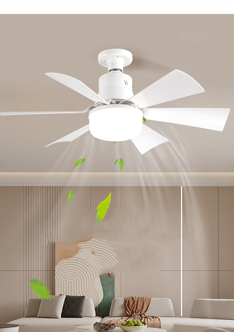 Petit ventilateur de plafond LED, abat-jour plat 30W, ventilateur carré, petit ventilateur télécommandé à 6 pales(hors plafond suspendu) - 5