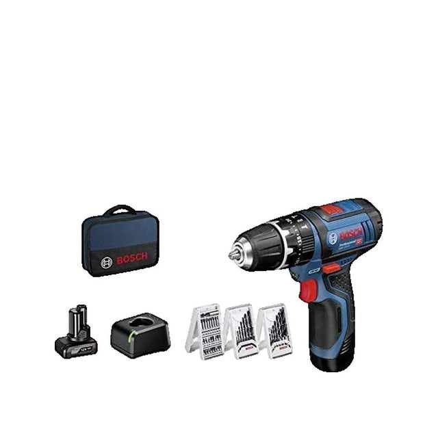 Bosch Professional GSB 12V-15 2 vitesses-Perceuse-visseuse à percussion sans fil + 2 batteries