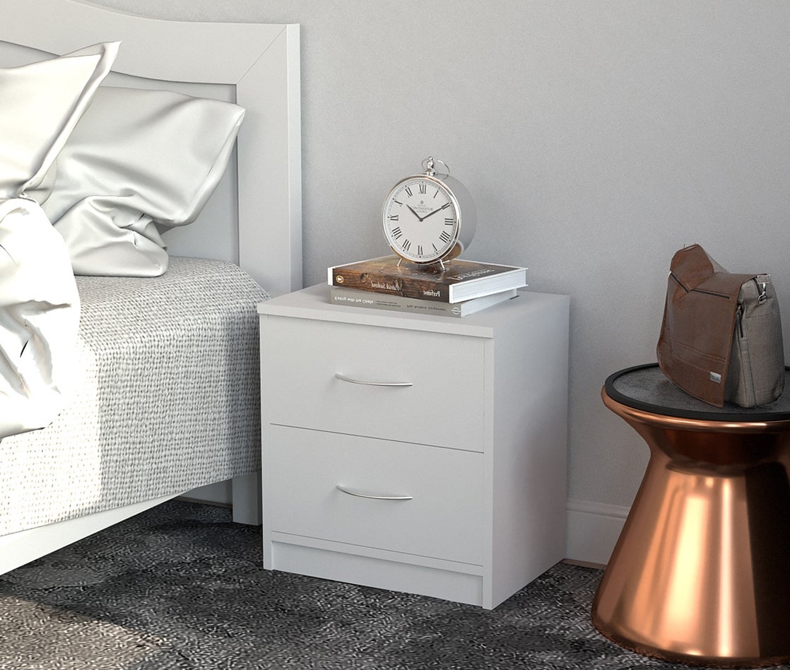 Mesita de noche habitación 2 cajones Blanca melamína 41x39x28 cm Dormidán - 3