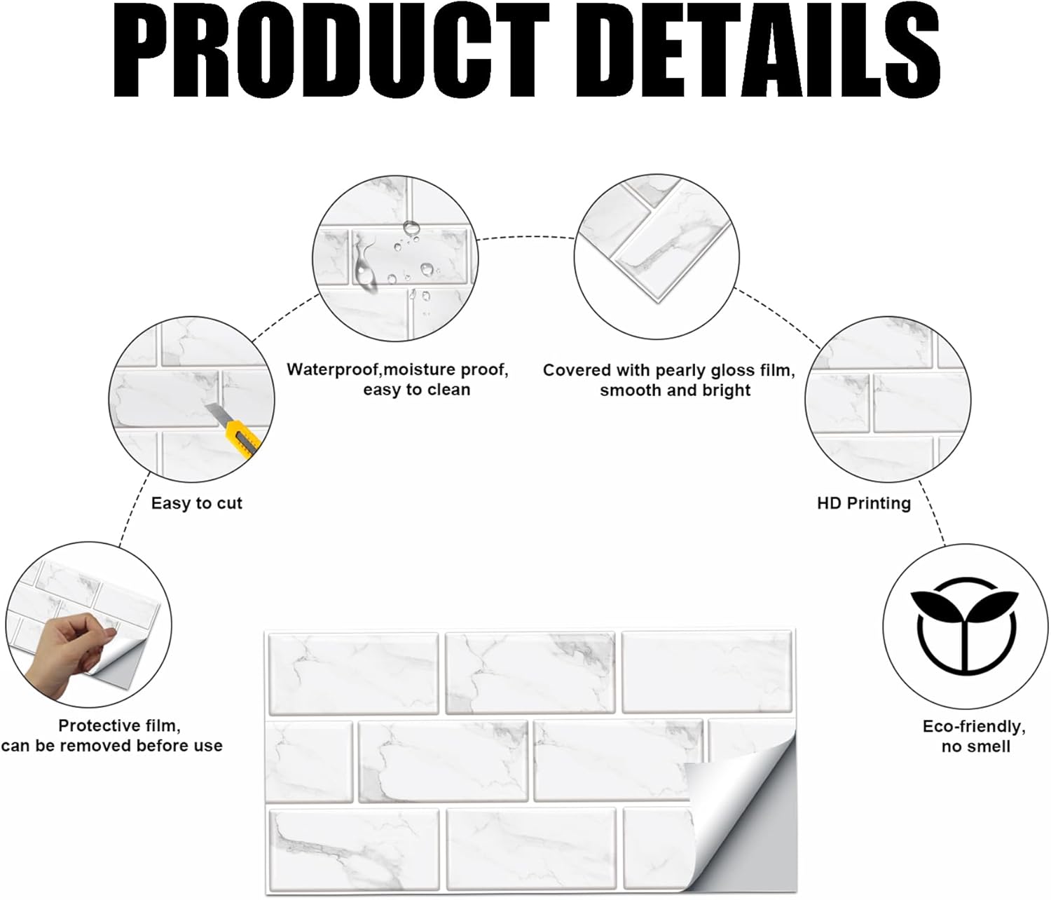 12 Pièces Stickers Muraux Carrelage Cuisine Mosaique 15x30cm - Autocollants Étanches Décoration