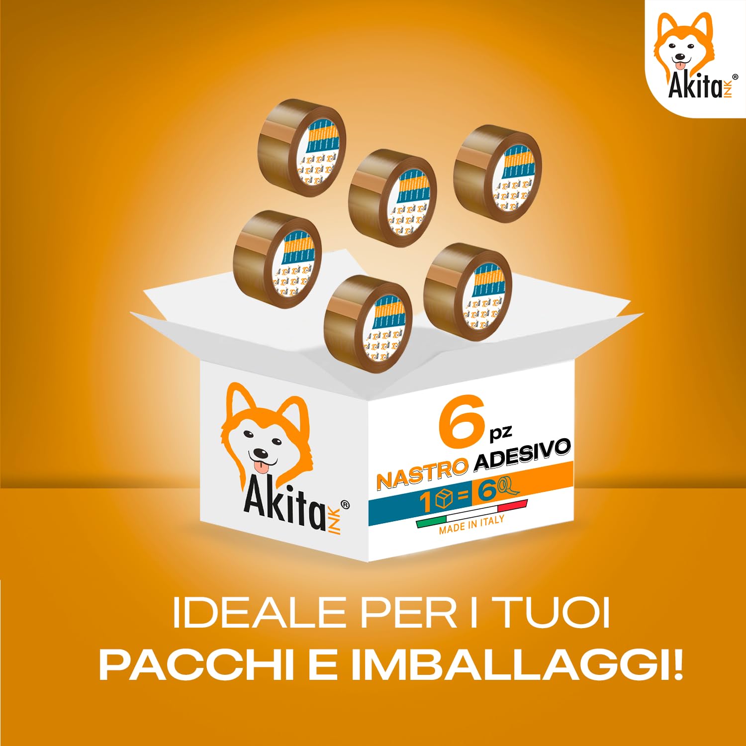 AKITAInk Nastro Imballaggi Trasparente - 36 Rotoli Da 50m X 66mm, Adesivo Forte E Silenzioso | Made In Italy - Foto 4