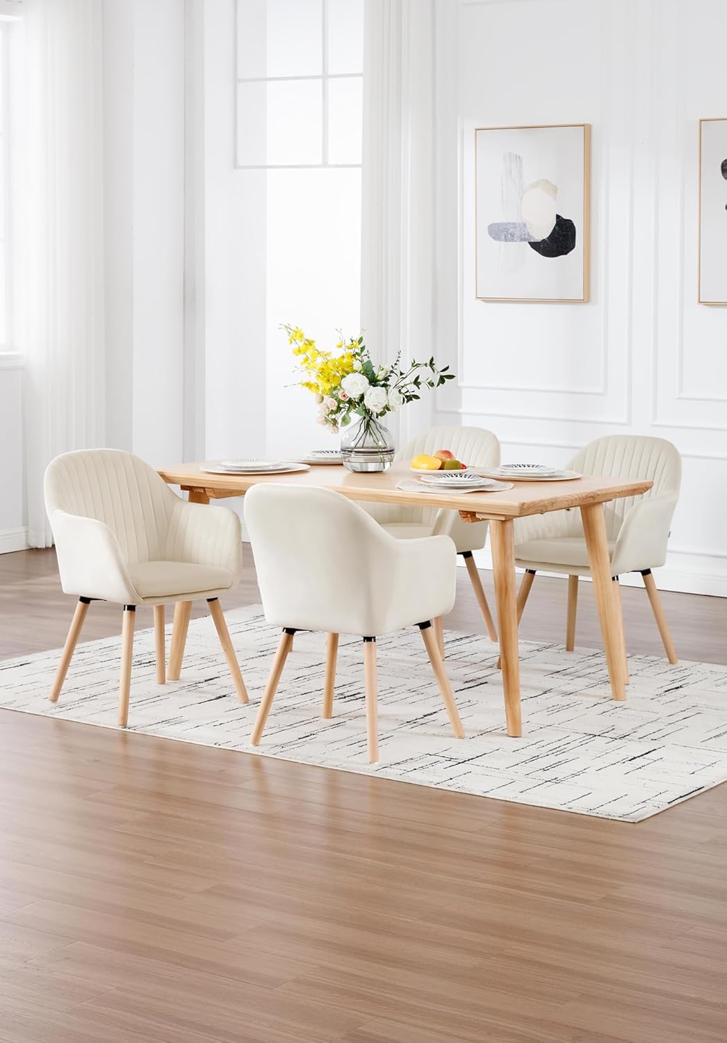 4 Chaises De Salle à Manger En Bois Blanc Naturel – Style Cuisine Moderne Par VidaXL