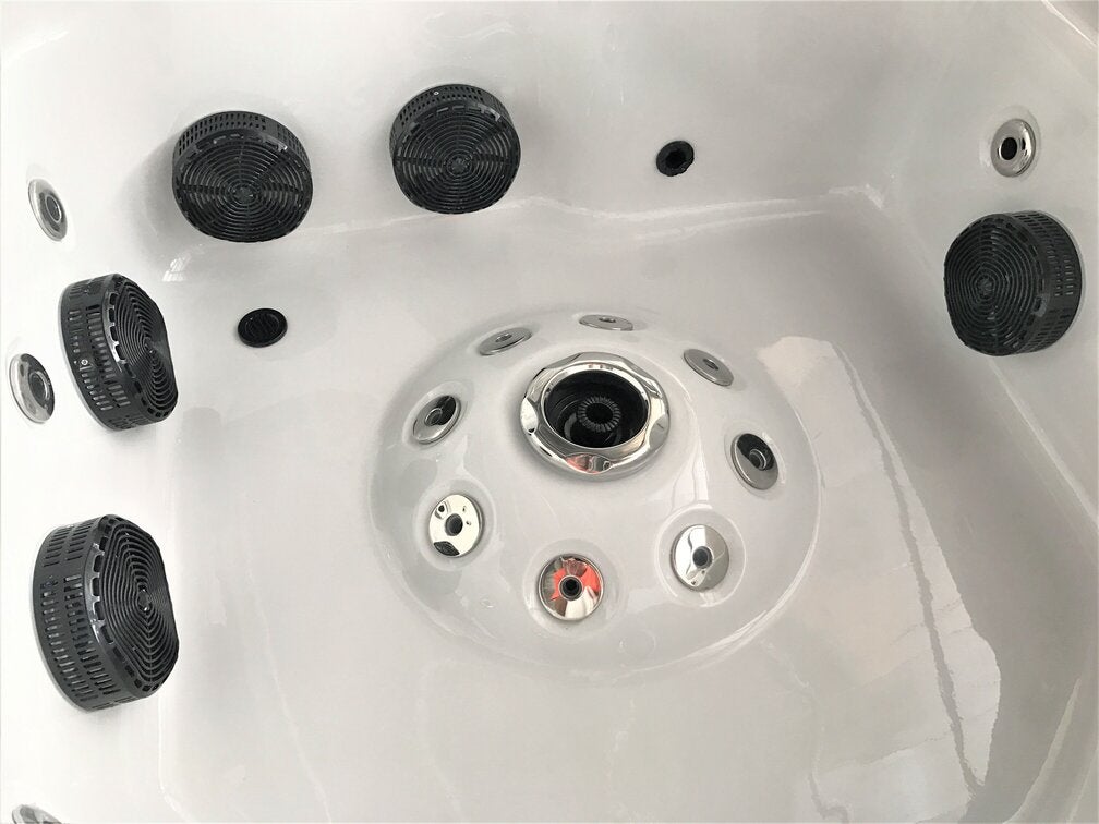 SPA AMÉRICAIN MUSTANG 6 places 67 jets avec système électronique BALBOA - Cuve blanc marbre + Couverture + Escalier - 6