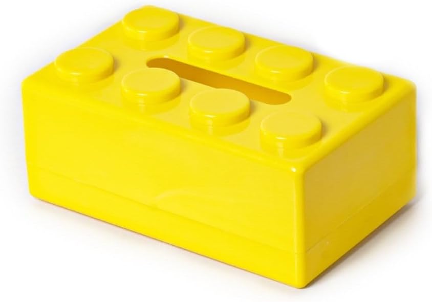 Kreatywne pudełko na chusteczki wykonane z klocków, odpowiednie do łazienki i biura, pozwala stylowo uporządkować chusteczki (żółte)